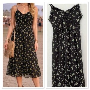 Babydoll Floral Juniors Midi Dress Size S Festival Romance Boho Indie Sleaze